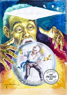 Pallotti Gino - "Intrepido - Almos nel regno del terrore", 1954: Pallotti Gino - "Intrepido - Almos nel regno del terrore", 1954 ITA matita, tempera e acquerello su cartoncino, 23,5 x 33 cm Originale di copertina realizzato da Pallotti per