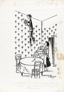 Peynet Raymond - "Innamorati", anni ´60: Peynet Raymond - "Innamorati", anni ´60 ITA matita e china su cartoncino, 26,5 x 38,5 cm Illustrazione originale realizzata da Peynet durante gli anni ´60 per il magazine francese