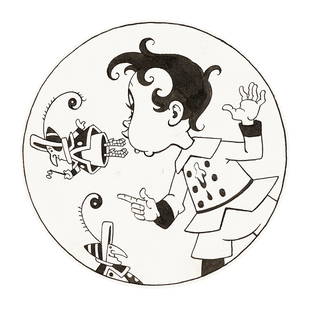 Rubino Antonio - "Che gran stupor", anni ´30: Rubino Antonio - "Che gran stupor", anni Â´30 ITA matita e china su cartoncino, 14,5 x 14,5 cm ________________________________________________________________ENG 