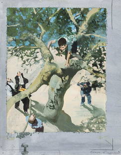 Pintér Ferenc - "Le avventure di Pierino", 1990: Pintér Ferenc - "Le avventure di Pierino", 1990 ITA tempera su cartone telato, 27,5 x 35 cm Originale di copertina (inedito) realizzato da Pinter per il romanzo "Le avventure di