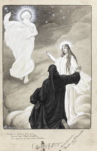 Scarpelli Tancredi - "La Divina Commedia - Paradiso", 1908: Scarpelli Tancredi - "La Divina Commedia - Paradiso", 1908 ITA matita, china, acquerello e biacca su cartoncino, 25 x 39 cm Illustrazione originale realizzata da Scarpelli per "La Divina