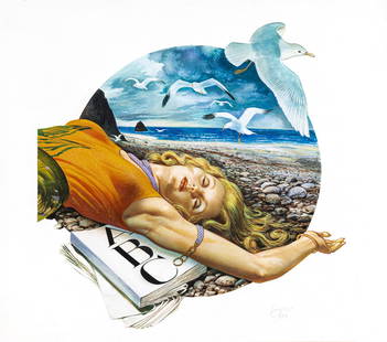 Sergio (Sergio Romano Rizzato) - "Agatha Christie - La serie infernale", 1985: Sergio (Sergio Romano Rizzato) - "Agatha Christie - La serie infernale", 1985 ITA tempera su cartoncino, 28,5 x 25,5 cm Originale di copertina realizzato da Rizzato per il romanzo "La
