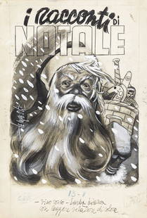 Tempesti Mario - "I racconti di Natale", anni ´40: Tempesti Mario - "I racconti di Natale", anni ´40 ITA matita, china, acquerello e biacca su cartoncino, 21 x 31 cm Originale di copertina realizzato da Tempesti per "I racconti di