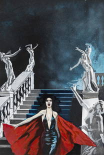 Thole Karel - "Vampir - Il potere dei vampiri (Die Macht der Vampire)", 1976: Thole Karel - "Vampir - Il potere dei vampiri (Die Macht der Vampire)", 1976 ITA tempera su cartone, 25,5 x 36,5 cm Originale di copertina realizzato da Thole per il romanzo "Die Macht