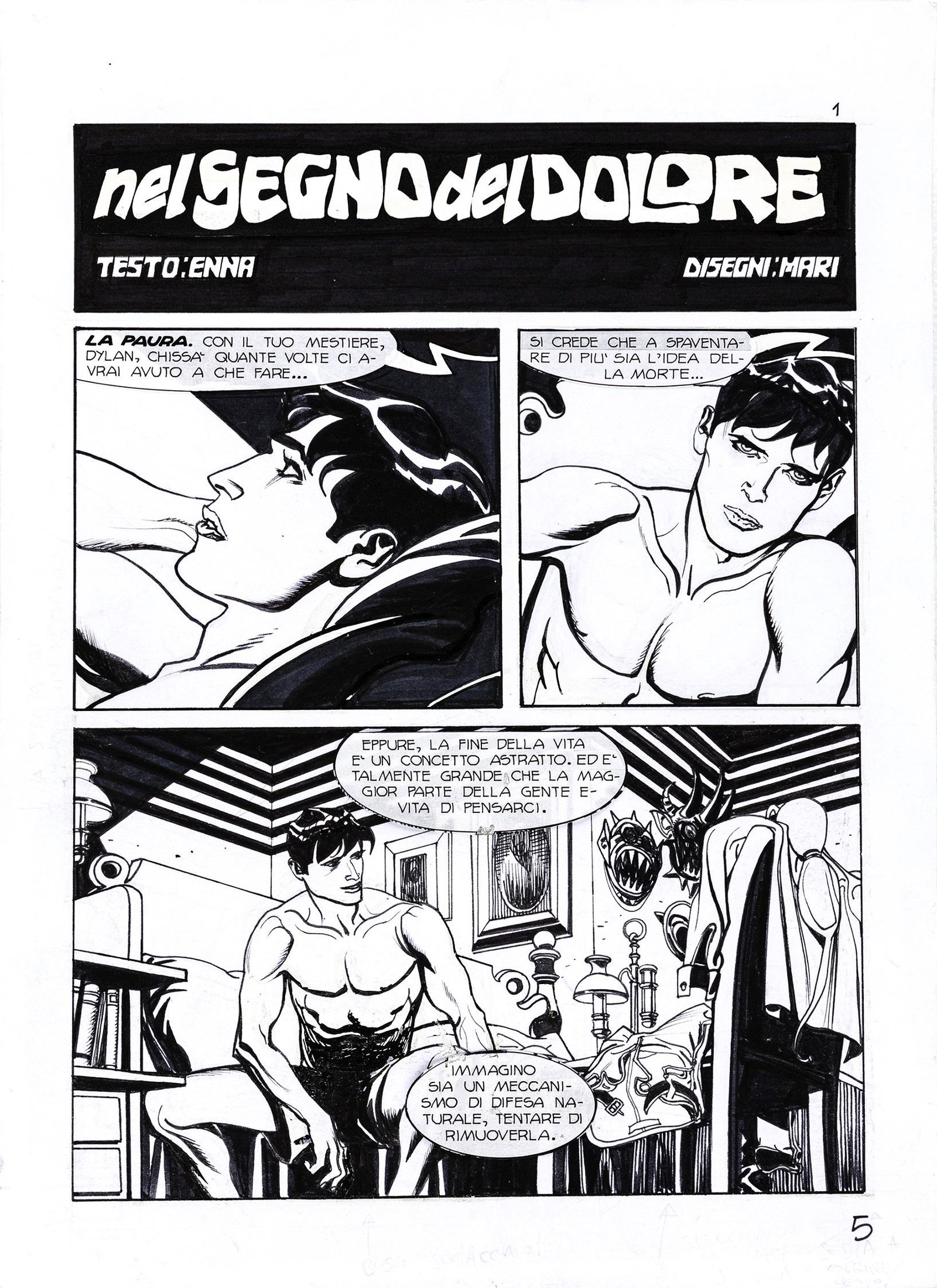 Mari Nicola - "Dylan Dog - Nel segno del dolore", 2010: Mari Nicola - "Dylan Dog - Nel segno del dolore", 2010 ITA matita e china su cartoncino, 25 x 35 cm Title page originale realizzata da Mari per "Nel segno del dolore", edita su Dylan D