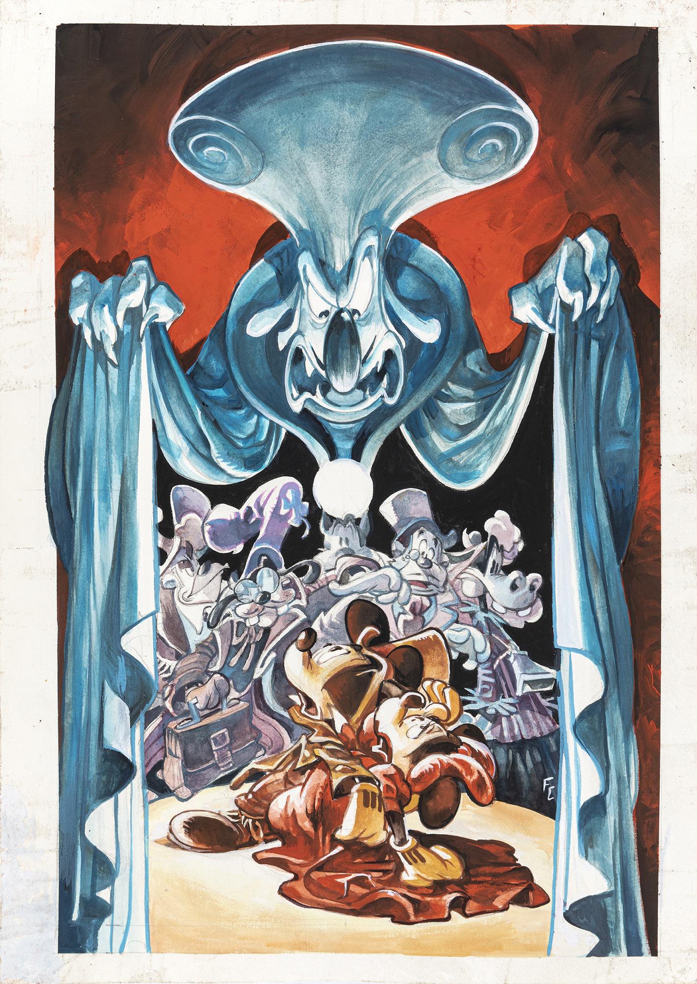 Celoni Fabio - "Dracula di Bram Topker", 2020: Celoni Fabio - "Dracula di Bram Topker", 2020 ITA matita e tempera su cartoncino, 29,5 x 41,5 cm Originale di copertina realizzato da Celoni per l´uscita in volume della parodia horror &#