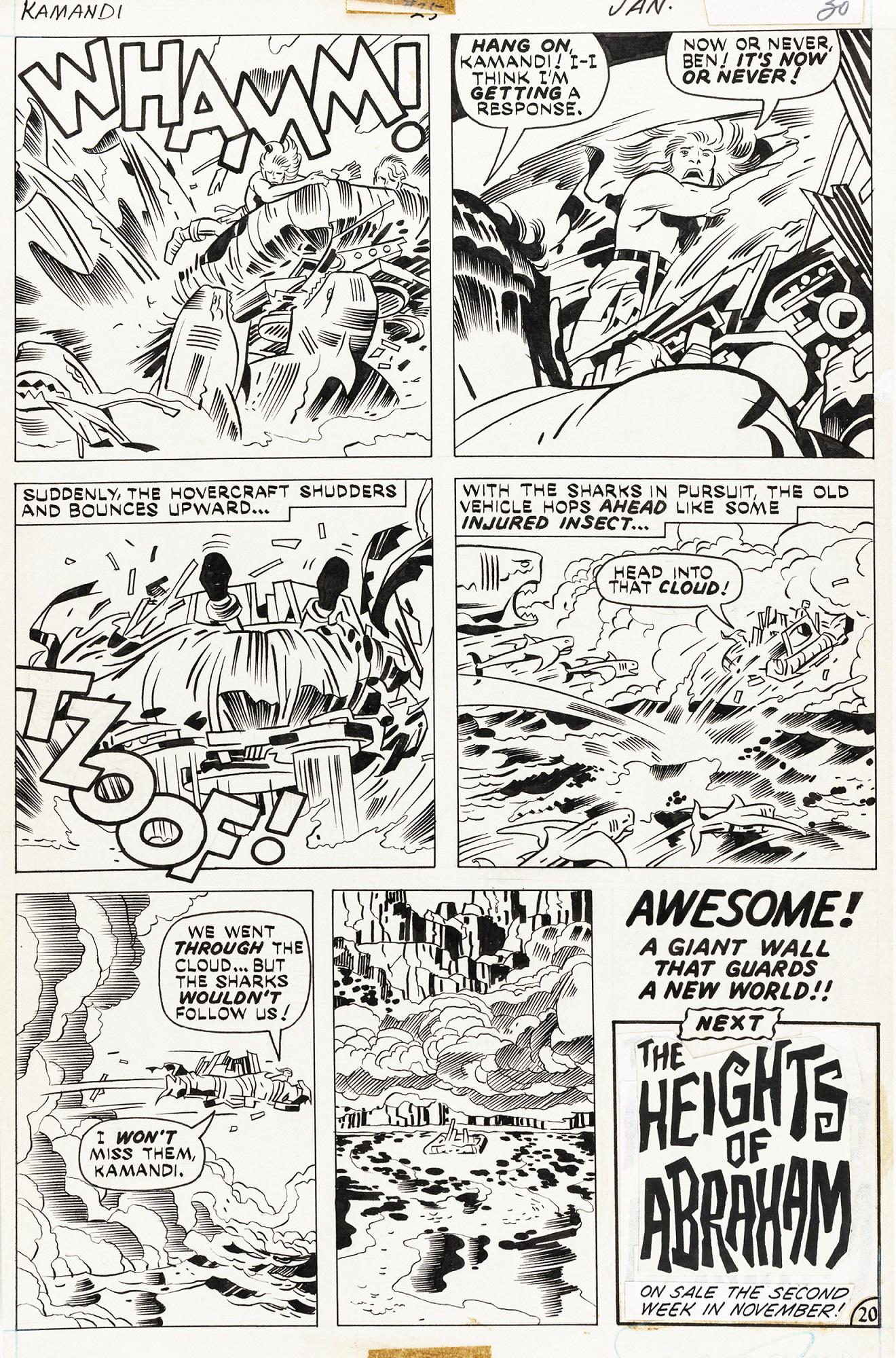 Kirby Jack - "Kamandi - Freak Show!!!", 1975: Kirby Jack - "Kamandi - Freak Show!!!", 1975 ITA matita e china su cartoncino DC, 26,5 x 40,5 cm Tavola originale realizzata da Kirby per "Freak Show!!!" edita su Kamandi n. 25 a pag.