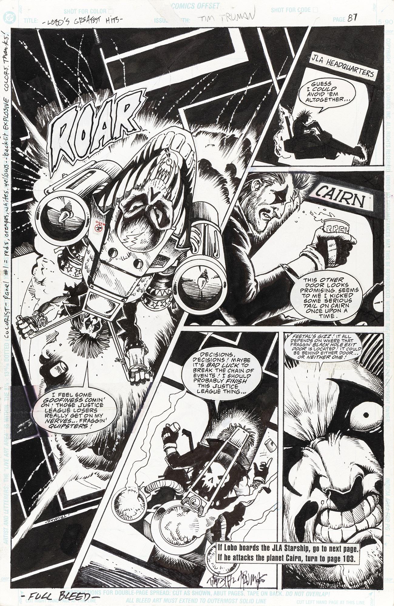 Truman Tim - "Lobo´s Greatest Hits", 1991: Truman Tim - "Lobo´s Greatest Hits", 1991 ITA matita e china su cartoncino DC, 28 x 43 cm Tavola originale realizzata da Truman per il volume "Lobo´s Greatest Hits", edita a 