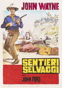 Nistri Enzo - "Sentieri selvaggi (The Searchers)", 1956: Nistri Enzo - "Sentieri selvaggi (The Searchers)", 1956 ITA tempera su cartoncino - 23 x 34 cm Bozzetto preliminare realizzato da Enzo Nistri per la locandina ufficiale del film