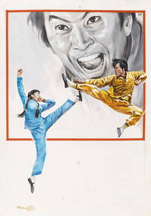 Mos (Mario De Berardinis) - "King: il massacratore del Kung-Fu (The Way of the Tiger) ",: Mos (Mario De Berardinis) - "King: il massacratore del Kung-Fu (The Way of the Tiger) ", 1973 ITA tempera su cartone - 34 x 49 cm Bozzetto originale realizzato da De Berardinis per la