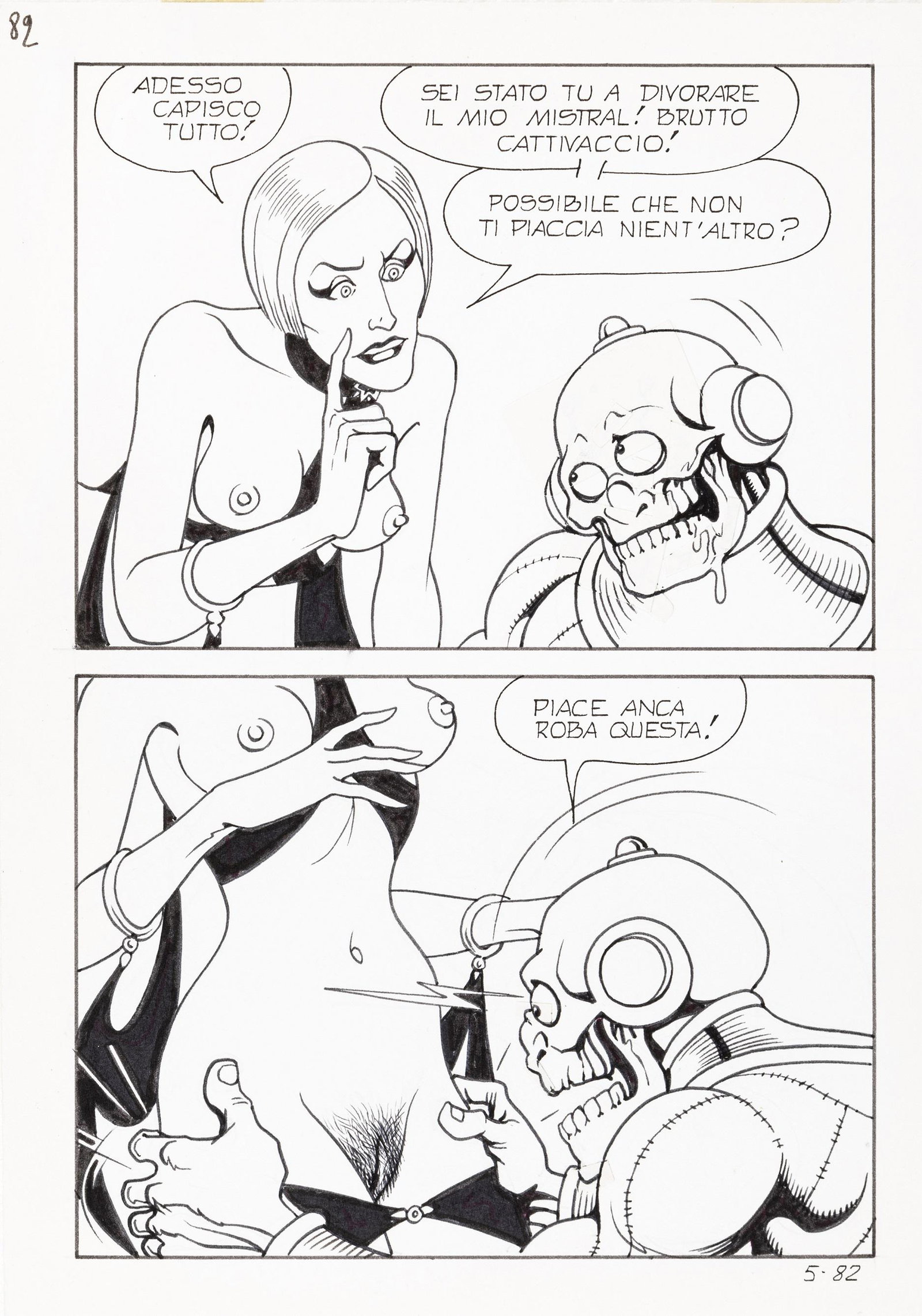 Magnus (Roberto Raviola) - "Necron - Nobiltà depravata", 1981: Magnus (Roberto Raviola) - "Necron - Nobiltà depravata", 1981 ITA matita e china su cartoncino - 17,5 x 25 cm Tavola originale realizzata da Magnus per "Nobiltà depravata", e