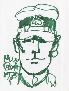 Pratt Hugo - "Corto Maltese", 1973: Pratt Hugo - "Corto Maltese", 1973 ITA pennarello su carta - 22 x 28,5 cm Sketch originale realizzato da Pratt in occasione dell’edizione di Lucca Comics del 1973. Il disegno è