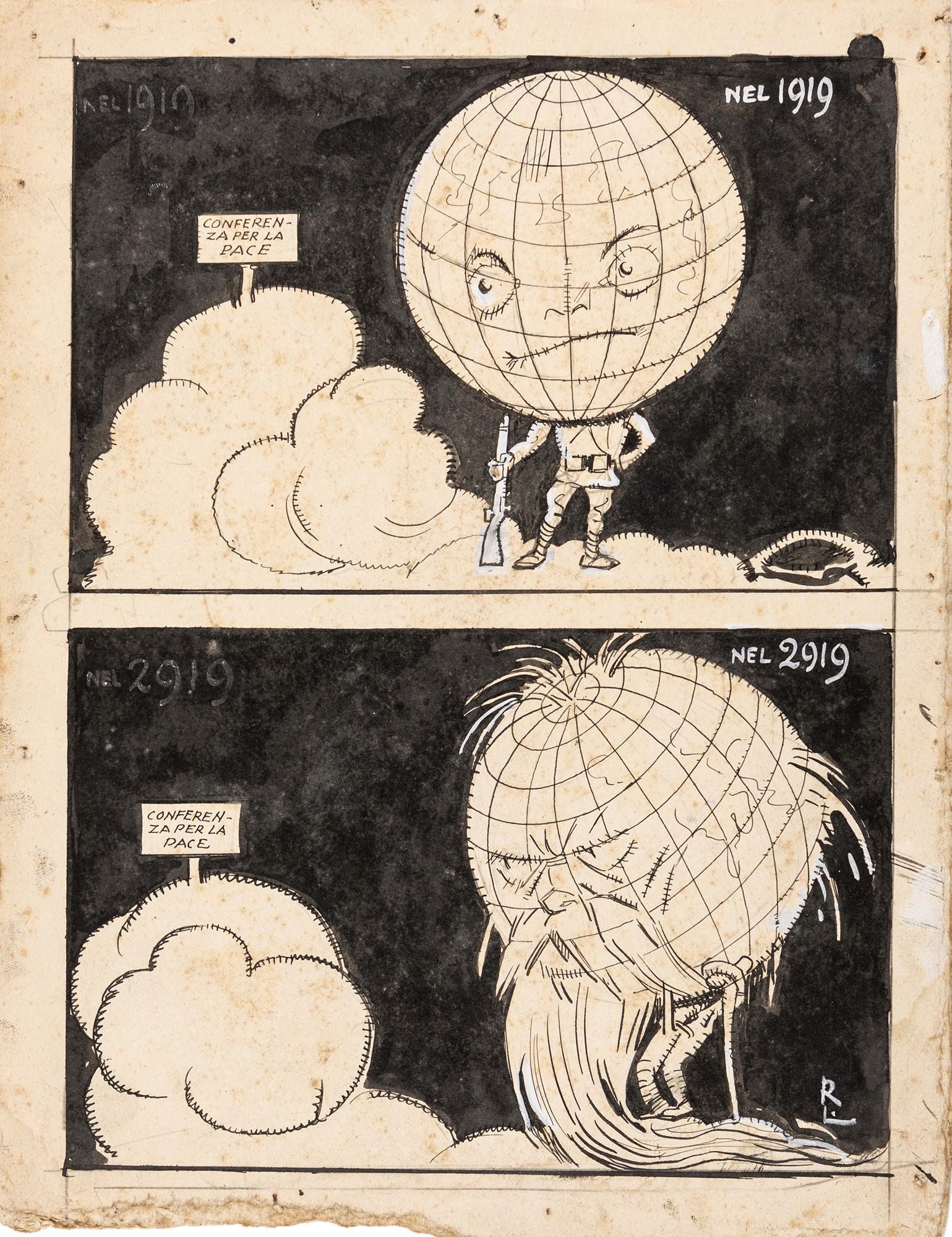 Ratalanga (Gabriele Galantara) - "Conferenza per la pace", 1919 (1 of 1)