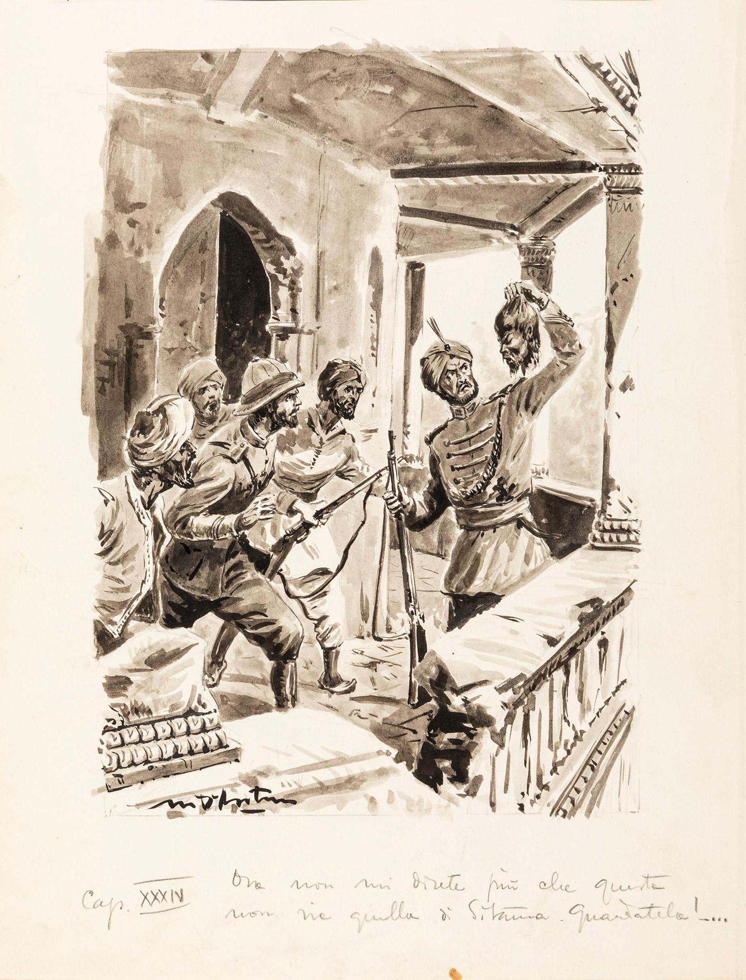 D’Antona Mario - "La montagna di luce", 1947: D’Antona Mario - "La montagna di luce", 1947 ITA china e acquerello su cartoncino, 25 x 35,5 cm Illustrazione originale realizzata da D’Antona per il romanzo "La montagna di lu