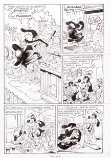 Asteriti Sergio - "Pippo e Nocciola: sfida allÂ´ultima magia", 1986: Asteriti Sergio - "Pippo e Nocciola: sfida allÂ´ultima magia", 1986 ITA matita e china su cartoncino, 25 x 35,5 cm Tavola originale realizzata da Asteriti per "Pippo e Nocciola: sfida