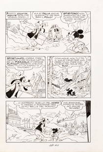 Carpi Giovan Battista - "Topolino e lo stendardo perduto", 1984: Carpi Giovan Battista - "Topolino e lo stendardo perduto", 1984 ITA matita e china su cartoncino, 25,5 x 36,5 cm Tavola originale realizzata da Carpi per "Topolino e lo stendardo