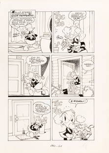 Cavazzano Giorgio - "Paperino e il genio maldestro", 1981: Cavazzano Giorgio - "Paperino e il genio maldestro", 1981 ITA matita e china su cartoncino, 25 x 35 cm Tavola originale realizzata da Cavazzano per "Paperino e il genio maldestro",