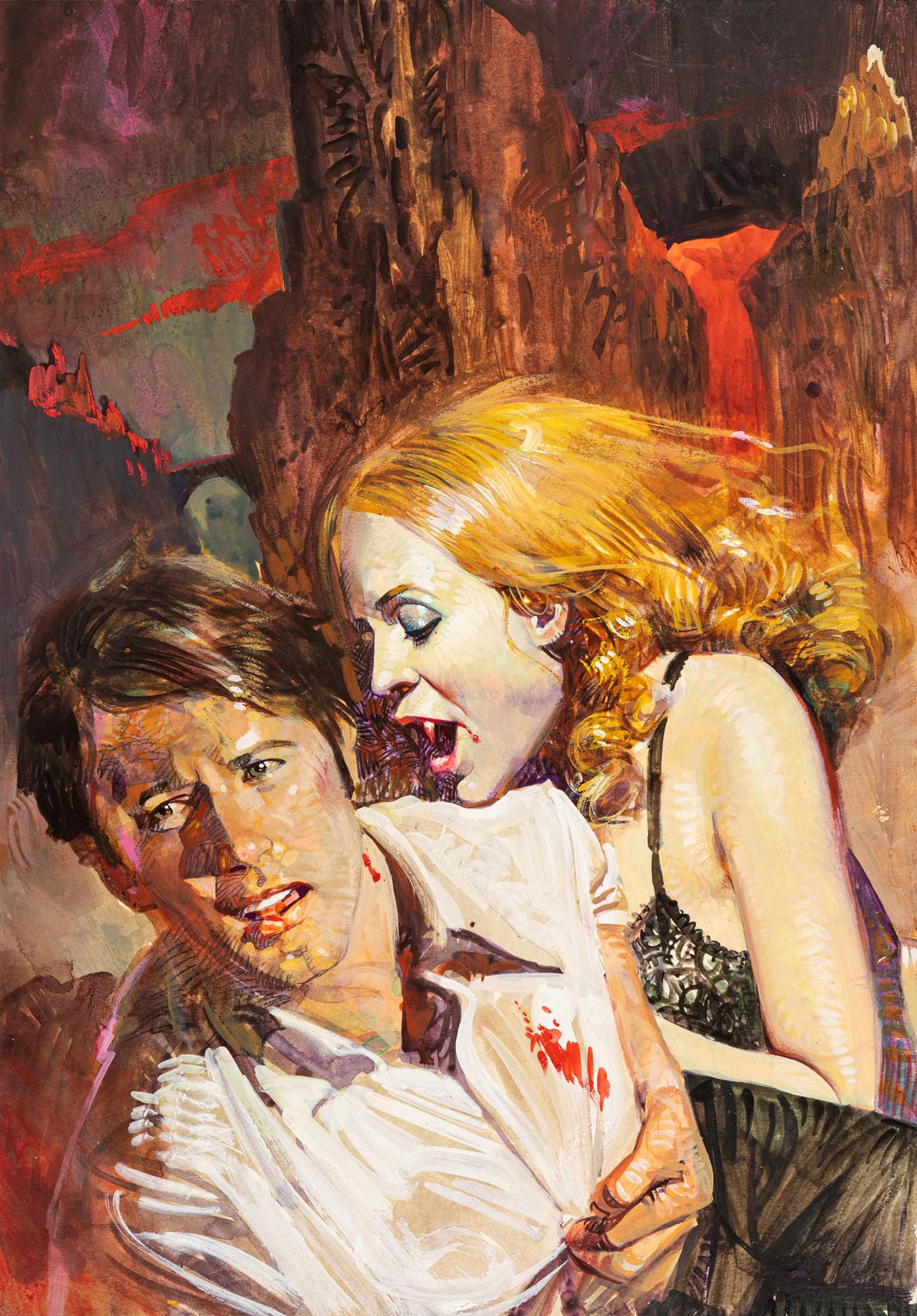 Biffignandi Alessandro - "Zora la Vampira - La vampira ha sete", 1980: Biffignandi Alessandro - "Zora la Vampira - La vampira ha sete", 1980 ITA tempera su cartone, 25,5 x 35 cm Originale di copertina realizzato da Biffignandi per "La vampira ha sete", e