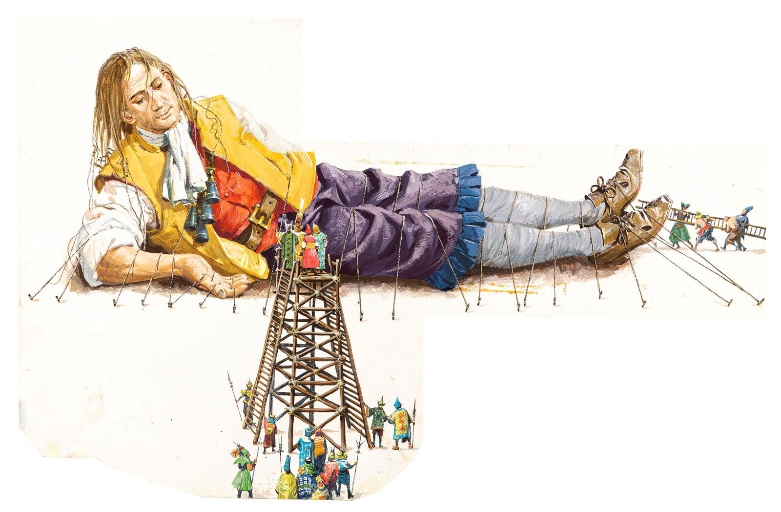 Maraja Libico – "I viaggi di Gulliver (Gulliver ’s Travels)", 1965: Maraja Libico – "I viaggi di Gulliver (Gulliver ’s Travels)", 1965 ITA tempera su cartone sagomato, 50 x 32 cm Illustrazione originale realizzata da Maraja per il romanzo "I v