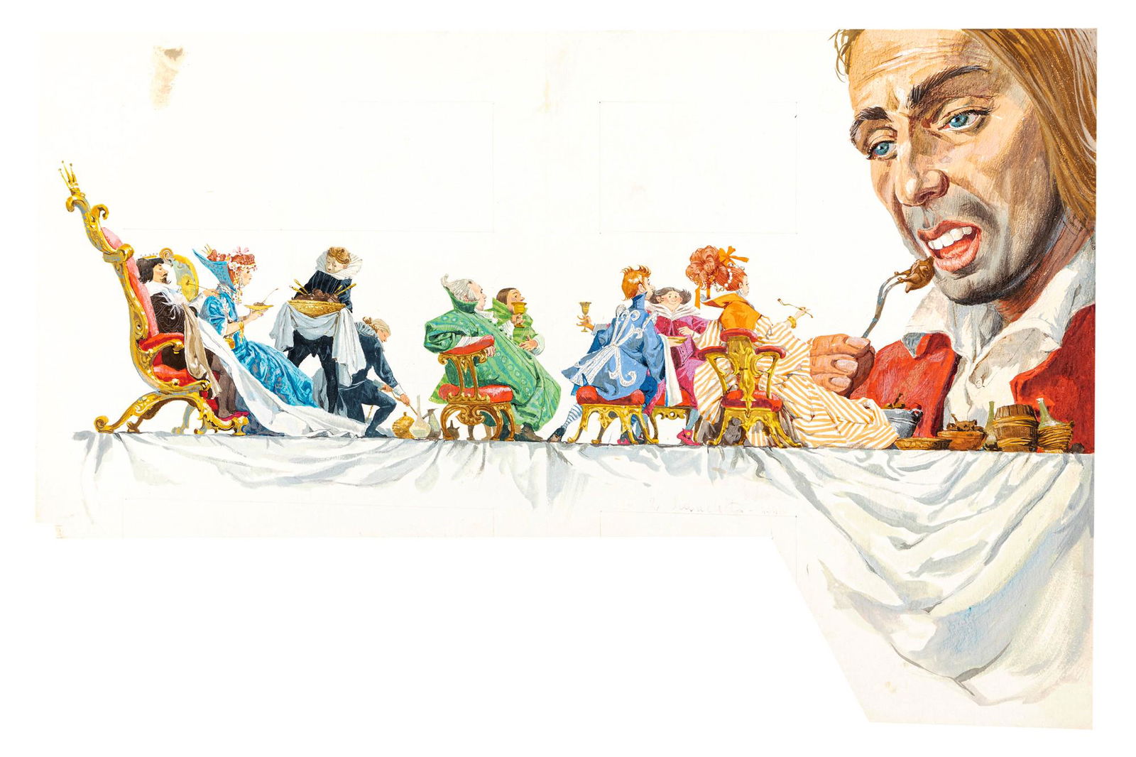 Maraja Libico – "I viaggi di Gulliver (Gulliver ’s Travels)", 1965: Maraja Libico – "I viaggi di Gulliver (Gulliver ’s Travels)", 1965 ITA tempera su cartone sagomato, 50 x 32,5 cm Illustrazione originale realizzata da Maraja per il romanzo "I