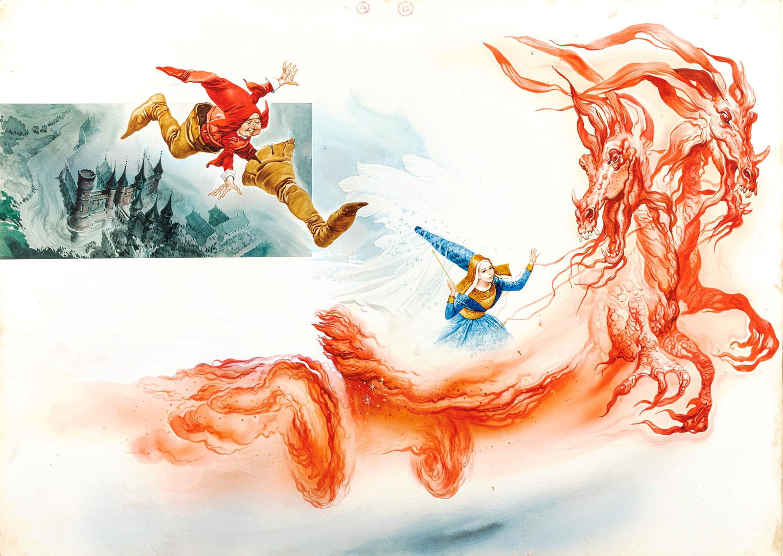 Ferri (Rino Ferrari) – "La bella addormentata nel bosco (The Sleeping Beauty)", 1966: Ferri (Rino Ferrari) – "La bella addormentata nel bosco (The Sleeping Beauty)", 1966 ITA tempera su cartone, 51 x 36,5 cm Illustrazione originale realizzata da Ferri per la fiaba "L