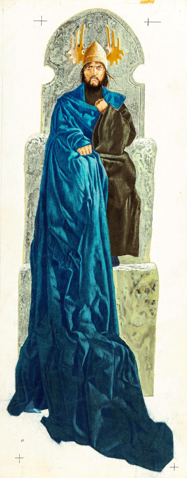 Santin Federico – "Leggende germaniche (Germanic legends)", 1963: Santin Federico – "Leggende germaniche (Germanic legends)", 1963 ITA tempera su cartone, 14 x 34,5 cm Illustrazione originale realizzata da Santin per le "Leggende germaniche" e