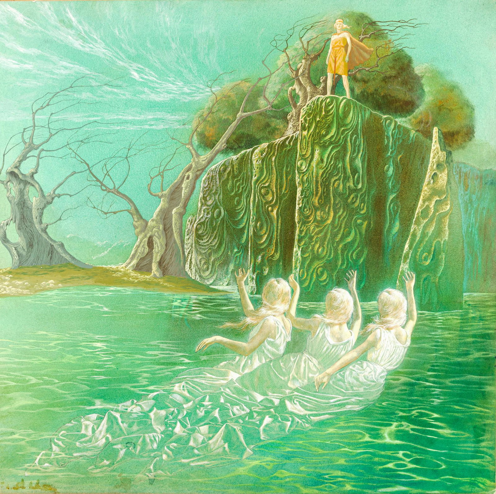 Santin Federico – "Leggende germaniche (Germanic legends)", 1963: Santin Federico – "Leggende germaniche (Germanic legends)", 1963 ITA tempera su cartone, 38 x 37 cm Illustrazione originale realizzata da Santin per le "Leggende germaniche" edi