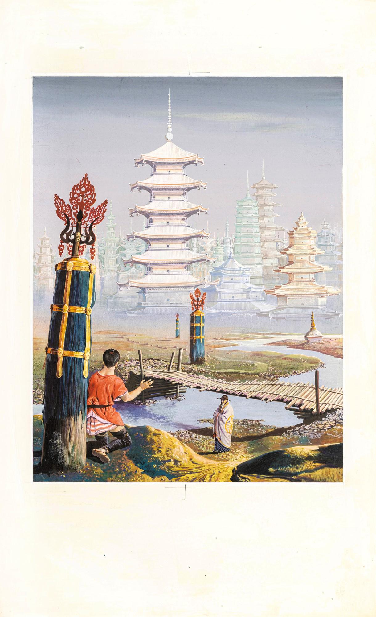 Sergio (Romano Rizzato) – "Fiabe dell ’antica Cina (Fairy Tales of Ancient: Sergio (Romano Rizzato) – "Fiabe dell ’antica Cina (Fairy Tales of Ancient China)", 1960 ITA tempera su cartone, 32 x 51 cm Illustrazione originale realizzata da Rizzato per le &#