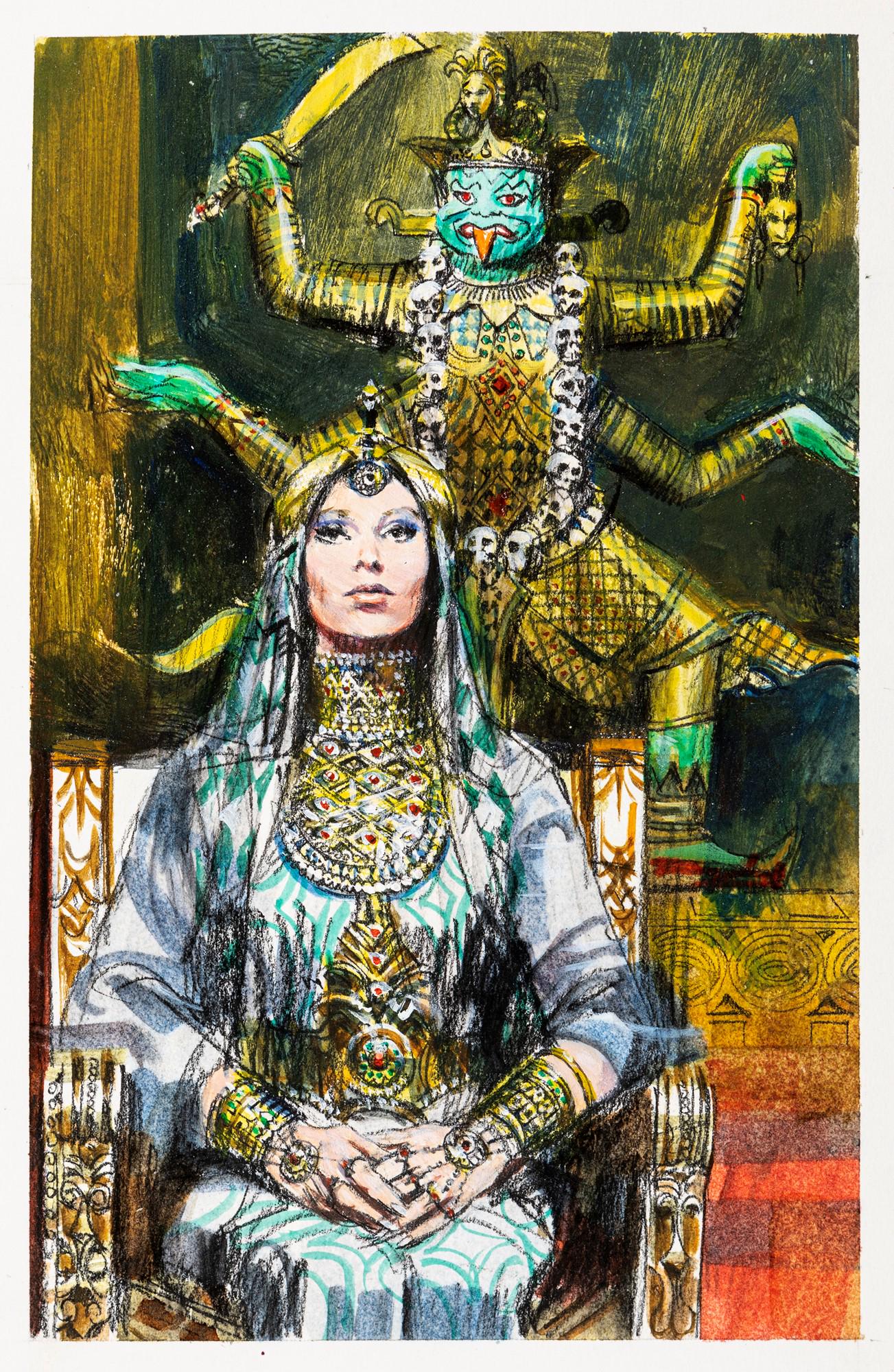 Renna Gianni – "Salgari – I misteri della jungla nera (Salgari The mysteries of the: Renna Gianni – "Salgari – I misteri della jungla nera (Salgari The mysteries of the black jungle)", 1968 ITA tempera su cartone, 16 x 24,5 cm Originale di copertina realizzato da