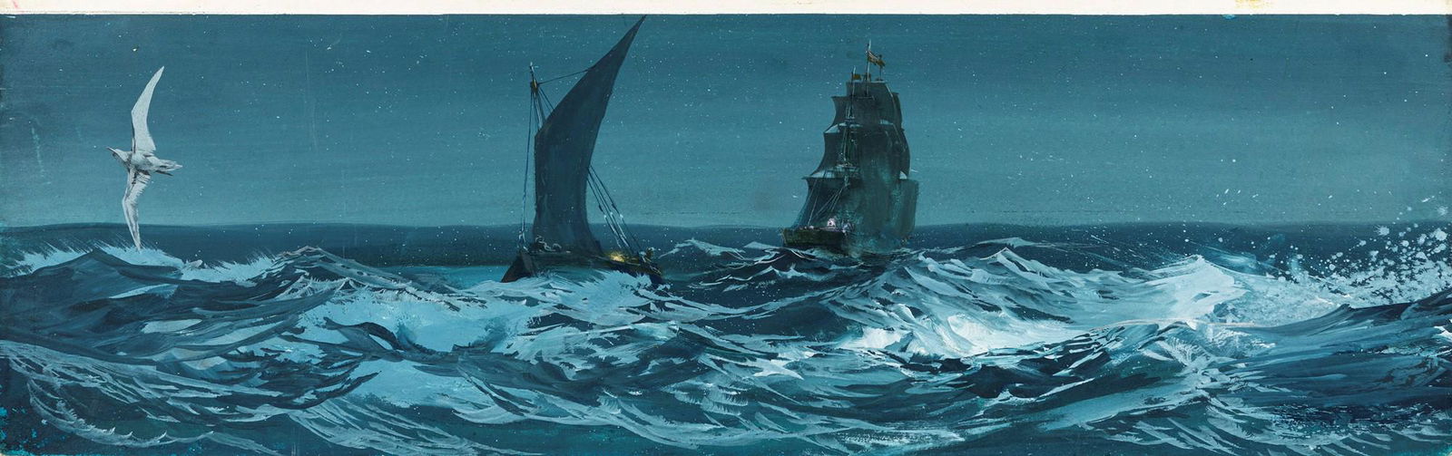 Riga, Diego e Dale (Giorgio De Gaspari) – "Moby Dick (Moby Dick)", 1965: Riga, Diego e Dale (Giorgio De Gaspari) – "Moby Dick (Moby Dick)", 1965 ITA tempera su cartone, 50 x 16 cm Illustrazione originale realizzata da De Gaspari per il romanzo "Moby Dick