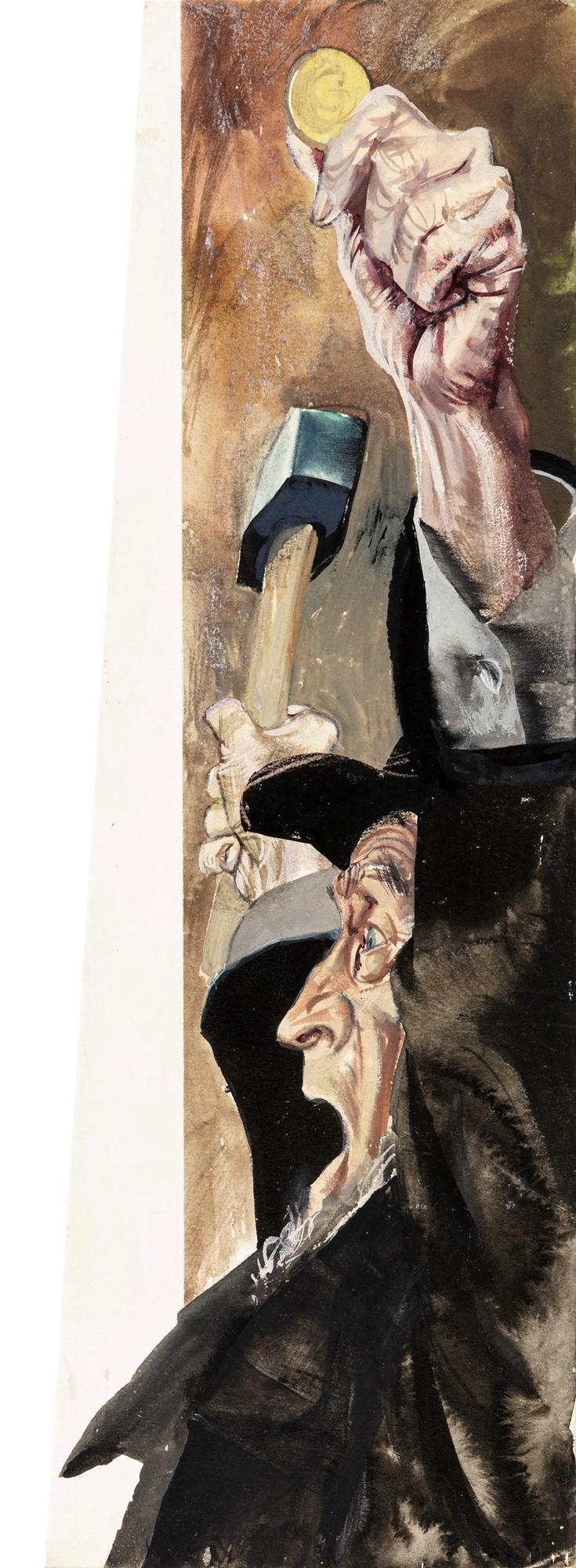 Riga, Diego e Dale (Giorgio De Gaspari) – "Moby Dick (Moby Dick)", 1965: Riga, Diego e Dale (Giorgio De Gaspari) – "Moby Dick (Moby Dick)", 1965 ITA tempera su cartone sagomato, 11 x 32,5 cm Illustrazione originale realizzata da De Gaspari per il romanzo 