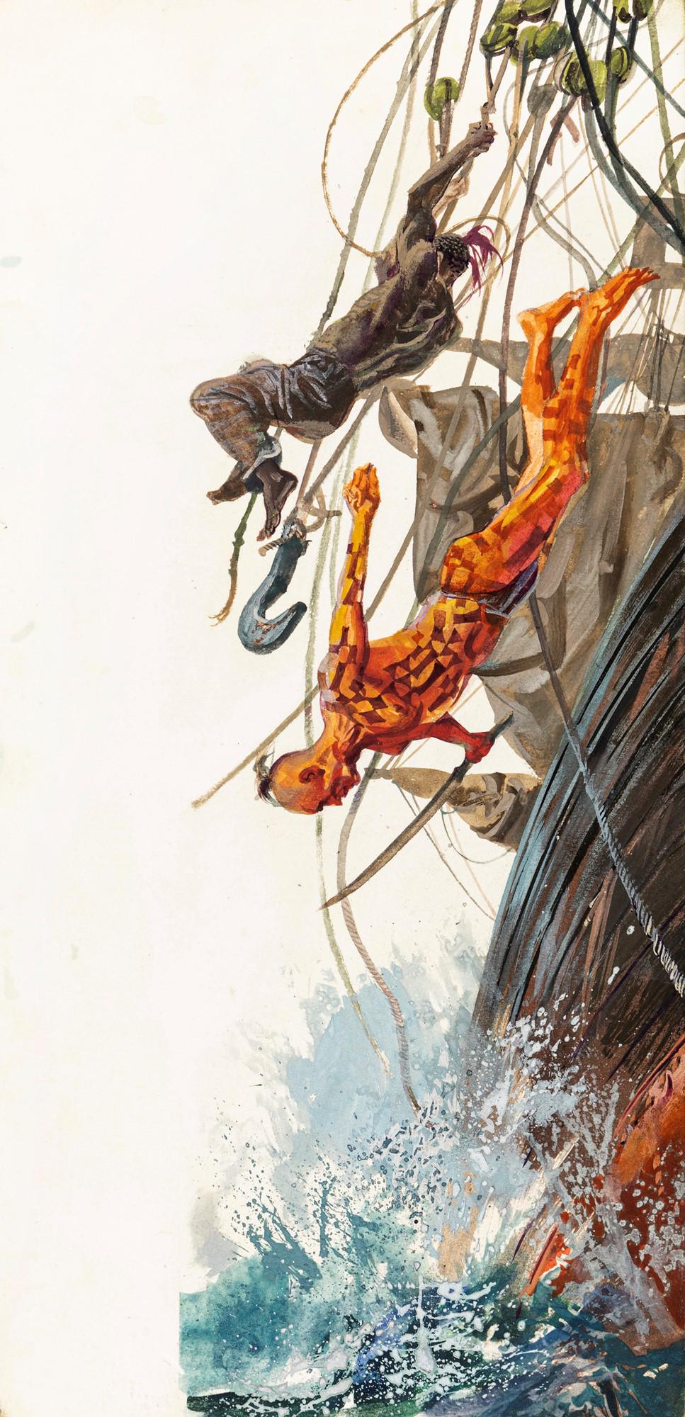 Riga, Diego e Dale (Giorgio De Gaspari) – "Moby Dick (Moby Dick)", 1965: Riga, Diego e Dale (Giorgio De Gaspari) – "Moby Dick (Moby Dick)", 1965 ITA tempera su cartone, 16 x 32,5 cm Illustrazione originale realizzata da De Gaspari per il romanzo "Moby Di