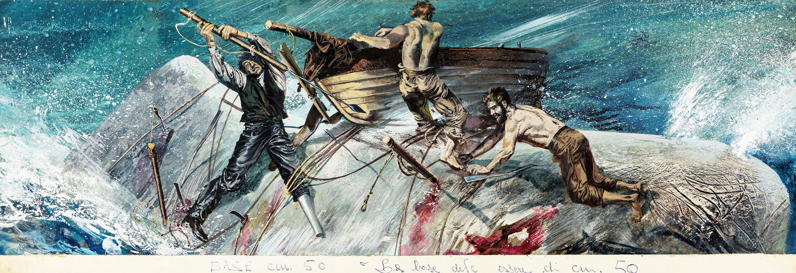 Riga, Diego e Dale (Giorgio De Gaspari) – "Moby Dick (Moby Dick)", 1965: Riga, Diego e Dale (Giorgio De Gaspari) – "Moby Dick (Moby Dick)", 1965 ITA tempera su cartone, 49 x 17 cm Illustrazione originale realizzata da De Gaspari per il romanzo "Moby Dick