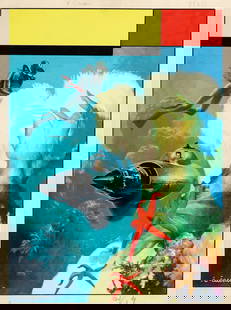 Caesar Curt - "Il Vittorioso - Uranio in fondo al mare", 1955: Caesar Curt - "Il Vittorioso - Uranio in fondo al mare", 1955 ITA tempera su cartoncino, 25,5 x 34 cm Originale di copertina realizzato da Caesar per Il Vittorioso n. 5 pubblicato dalle