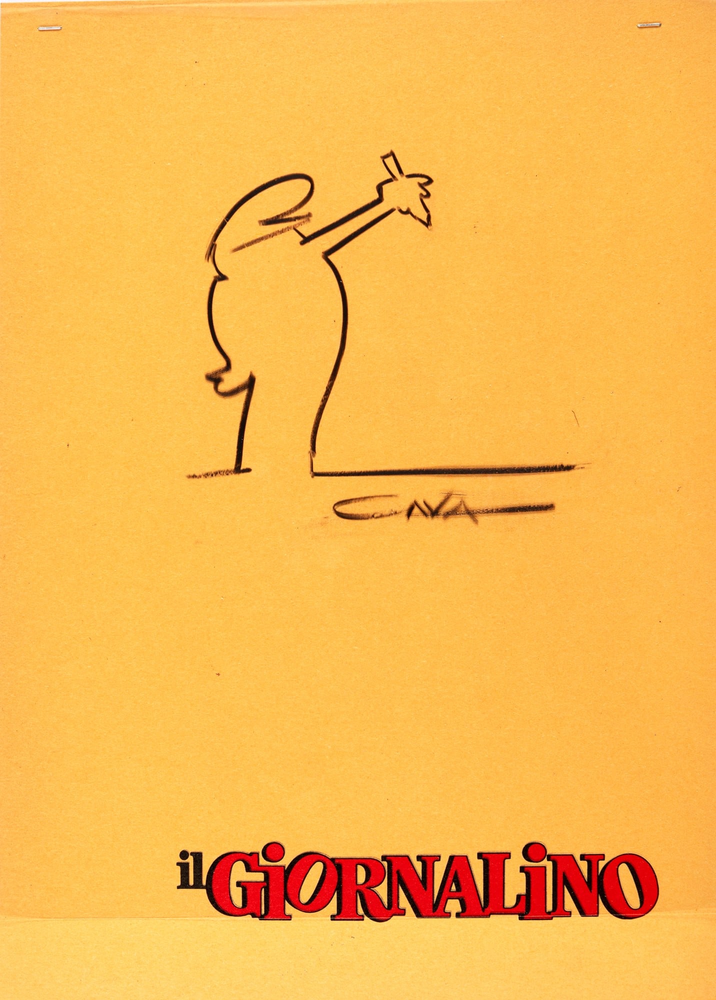 Cavandoli Osvaldo - "La Linea", anni ‘70: Cavandoli Osvaldo - "La Linea", anni ‘70 ITA tempera su rodovetro, 21,5 x 29 cm Cel originale applicata a cartoncino editoriale de Il Giornalino realizzata da Cavandoli durante gli anni