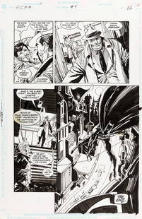 Aparo Jim & Sienkiewicz Bill - "Batman: GCPD - Mortal Remains", 1996: Aparo Jim & Sienkiewicz Bill - "Batman: GCPD - Mortal Remains", 1996 ITA matita e china su cartoncino DC, 28 x 43,5 cm Tavola originale realizzata da Aparo per "Mortal Remains",