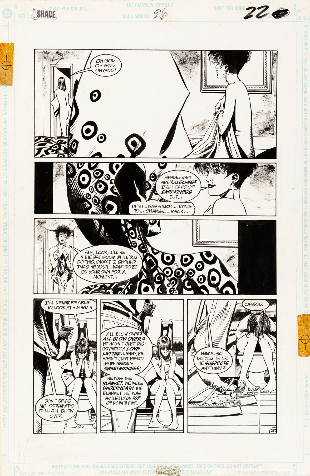 Bachalo Chris - "Shade: the Changing Man", 1992: Bachalo Chris - "Shade: the Changing Man", 1992 ITA matita e china su cartoncino DC, 28 x 43,5 cm Tavola originale realizzata da Bachalo per la miniserie Shade: the Changing Man n. 26 edita a 