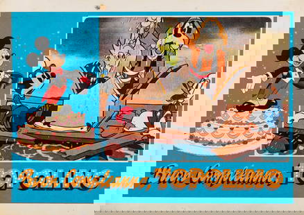 Napoli Bruno - "Buon compleanno Topolino (The Mickey Mouse Golden Jubilee)", 1978: Napoli Bruno - "Buon compleanno Topolino (The Mickey Mouse Golden Jubilee)", 1978 ITA tempera e collage su cartoncino, 49 x 34,5 cm Bozzetto originale realizzato da Napoli per la fotobusta
