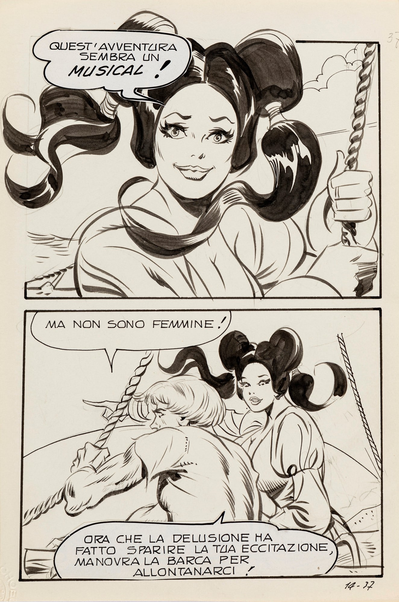 Frollo Leone - "Biancaneve - Senza Bernarda", 1973: Frollo Leone - "Biancaneve - Senza Bernarda", 1973 ITA matita e china su cartoncino, 15 x 21,5 cm Tavola originale realizzata da Frollo per "Senza Bernarda", edita su Biancaneve n. 14 