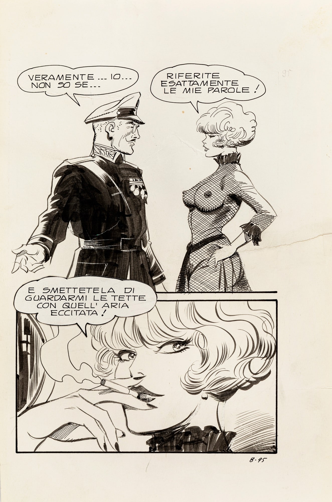 Frollo Leone - "Naga - 2.824.321 spermatozoi", 1976: Frollo Leone - "Naga - 2.824.321 spermatozoi", 1976 ITA matita e china su cartoncino, 16,5 x 25,5 cm Tavola originale realizzata da Frollo per "2.824.321 spermatozoi", edita su Naga n.