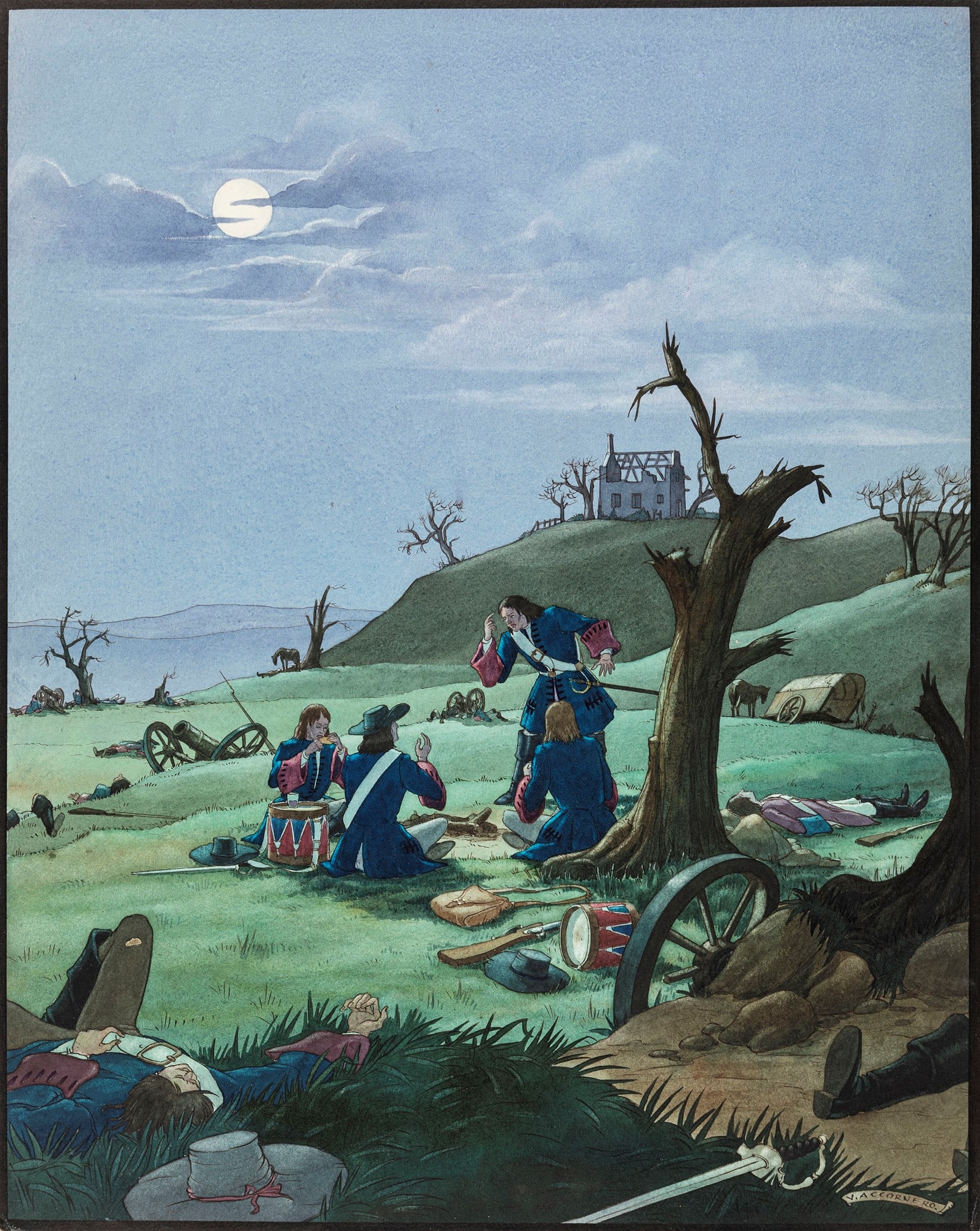 Accornero Vittorio - "Contes a Ninon - Le Sang", anni 20: Accornero Vittorio - "Contes a Ninon - Le Sang", anni 20 ITA china e tempera su cartone, 33 x 41,5 cm Illustrazione originale realizzata da Accornero per "Le Sang", episodio del roman