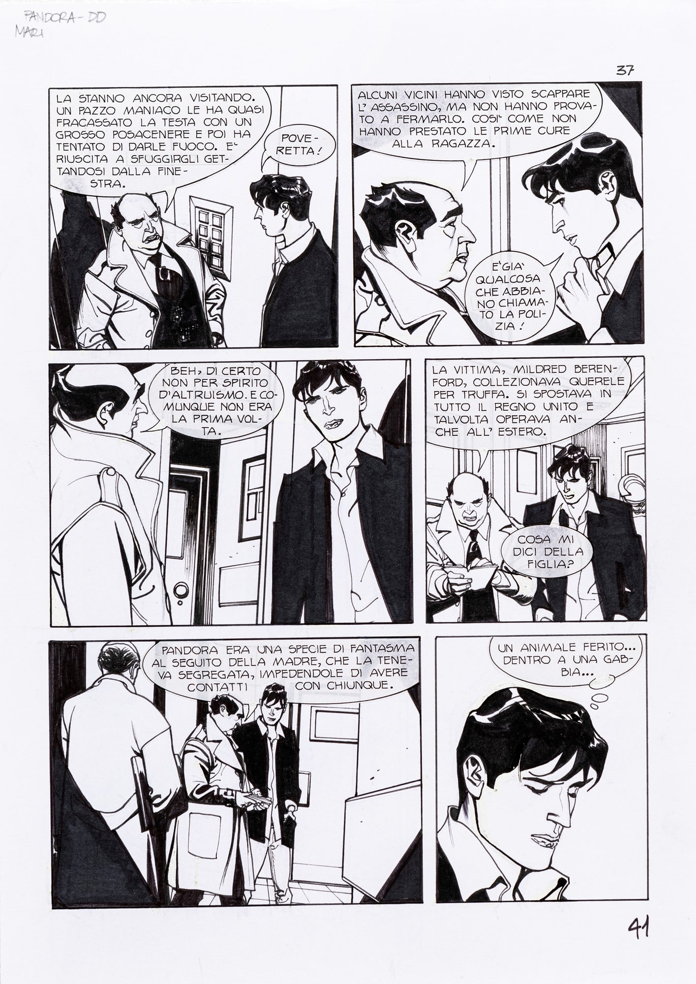 Mari Nicola - "Dylan Dog - Nel segno del dolore ", 2010: Mari Nicola - "Dylan Dog - Nel segno del dolore ", 2010 ITA matita e china su cartoncino, 25 x 35 cm Tavola originale realizzata da Mari per "Nel segno del dolore", edita su Dylan Dog 