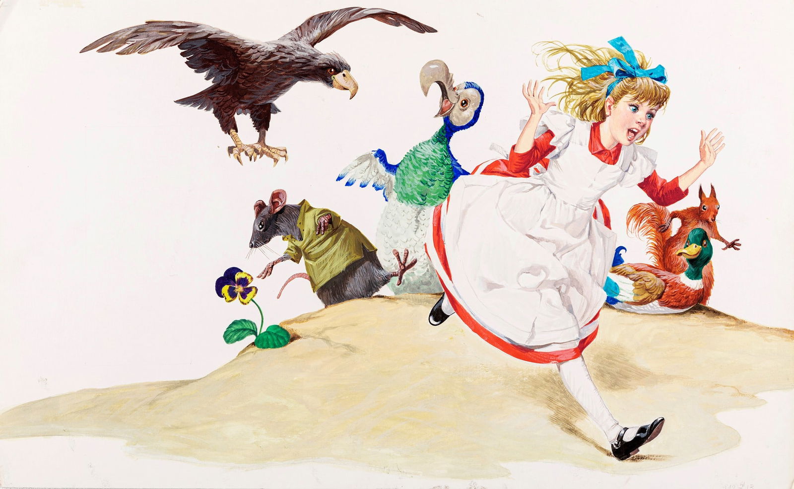Maraja Libico - "Alice in Wonderland", 1968: Maraja Libico - "Alice in Wonderland", 1968 ITA tempera su cartone, 54 x 33,5 cm Illustrazione originale realizzata da Maraja per il romanzo "Alice nel Paese delle Meraviglie" di Lewi