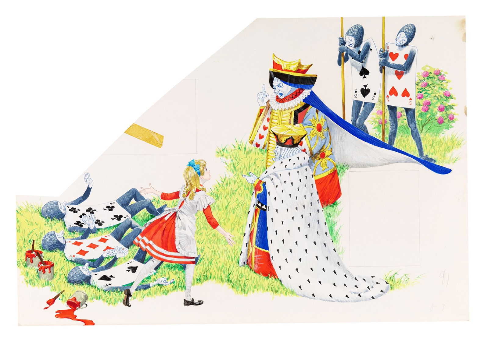 Maraja Libico - "Alice in Wonderland", 1968: Maraja Libico - "Alice in Wonderland", 1968 ITA tempera su cartone sagomato, 54 x 36,5 cm Illustrazione originale realizzata da Maraja per il romanzo "Alice nel Paese delle Meraviglie"