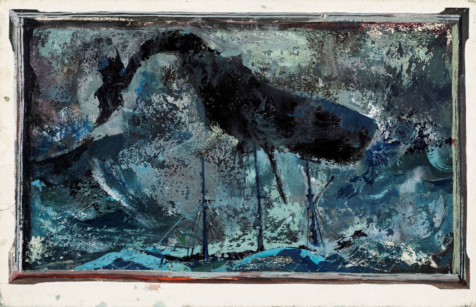 Riga, Diego e Dale (Giorgio De Gaspari) - "Moby Dick", 1965: Riga, Diego e Dale (Giorgio De Gaspari) - "Moby Dick", 1965 ITA tempera su cartone, 25 x 16 cm Illustrazione originale realizzata da De Gaspari per il romanzo "Moby Dick" di Herman Me