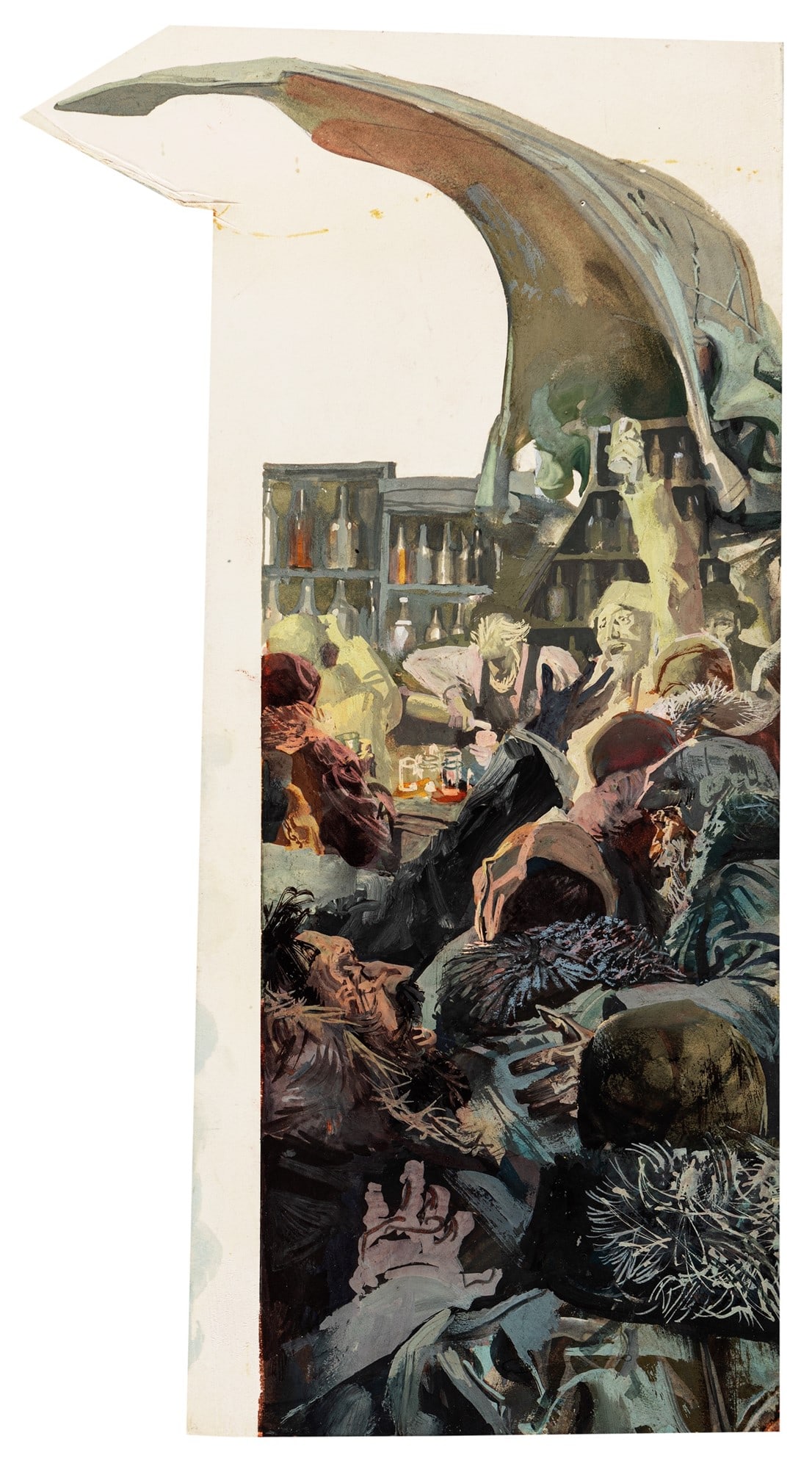 Riga, Diego e Dale (Giorgio De Gaspari) - "Moby Dick", 1965: Riga, Diego e Dale (Giorgio De Gaspari) - "Moby Dick", 1965 ITA tempera su cartone sagomato, 17 x 31,5 cm Illustrazione originale realizzata da De Gaspari per il romanzo "Moby Dick" d