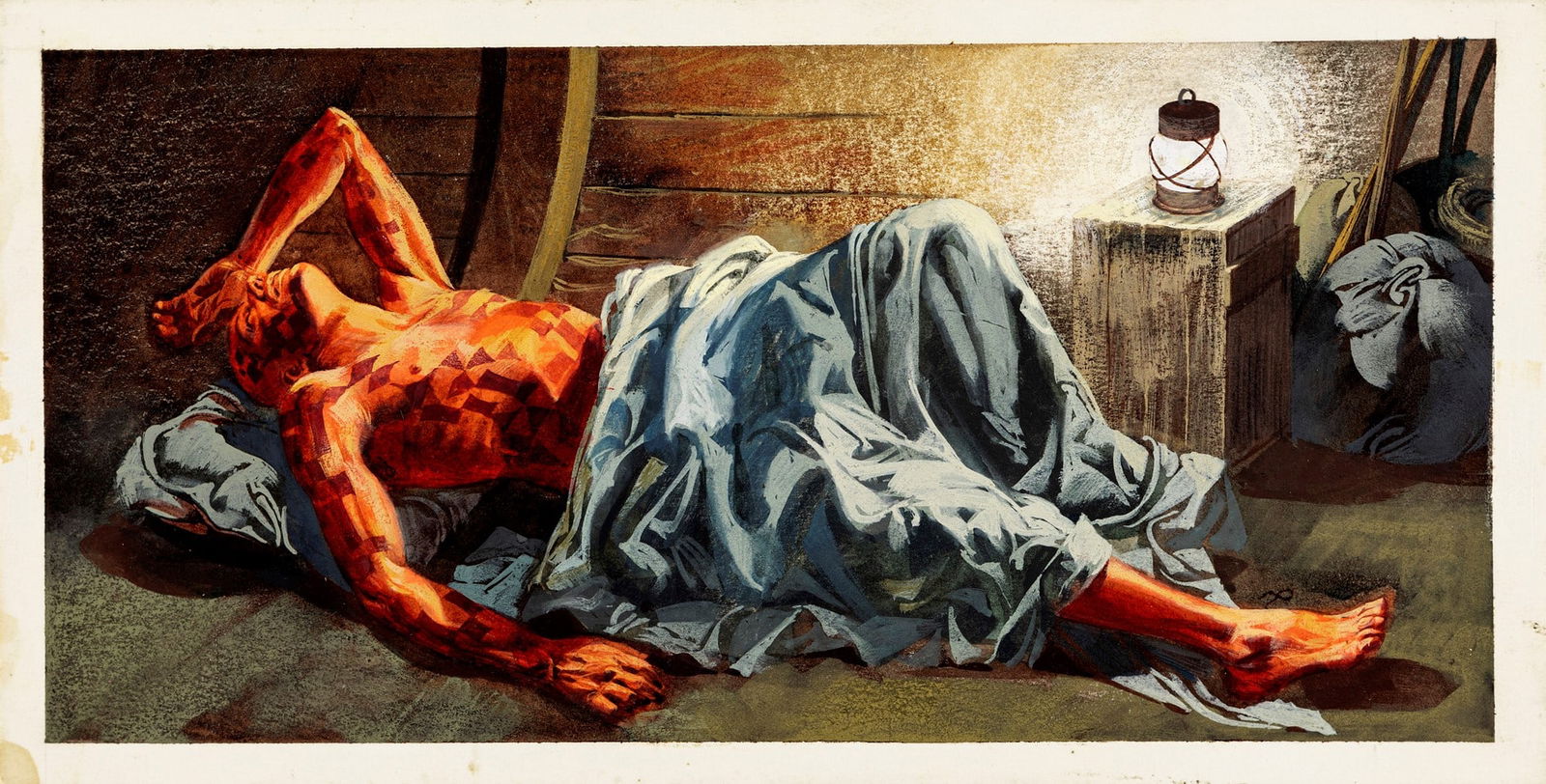 Riga, Diego e Dale (Giorgio De Gaspari) - "Moby Dick", 1965: Riga, Diego e Dale (Giorgio De Gaspari) - "Moby Dick", 1965 ITA tempera su cartone, 26,5 x 13,5 cm Illustrazione originale realizzata da De Gaspari per il romanzo "Moby Dick" di Herma