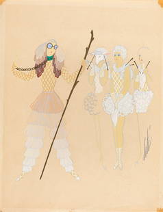 Erté (Romain De Tirtoff) - "La Bergère", 1939: Erté (Romain De Tirtoff) - "La Bergère", 1939 ITA tempera su cartoncino, 25 x 32,5 cm Disegno originale realizzato da Erté nel 1939 per i costumi di una rappresentazione