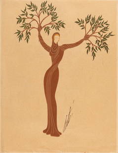 Erté (Romain De Tirtoff) - "Les Fées de la Forêt", anni ‘40: Erté (Romain De Tirtoff) - "Les Fées de la Forêt", anni ‘40 ITA tempera su cartoncino, 25 x 32,5 cm Disegno originale realizzato da Erté negli anni ‘40 per i