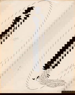 Erté (Romain De Tirtoff) - "Robe de soirée", 1924: Erté (Romain De Tirtoff) - "Robe de soirée", 1924 ITA matita e china su cartone, 22,5 x 28 cm Disegno originale realizzato da Erté nel 1924 per la celebre rivista Ladies’